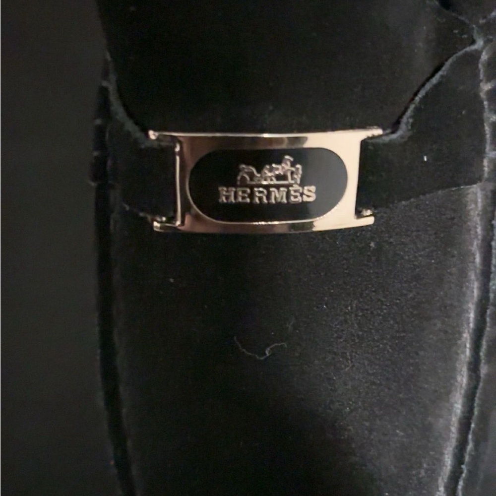 Hermès Black Velvet Loafers